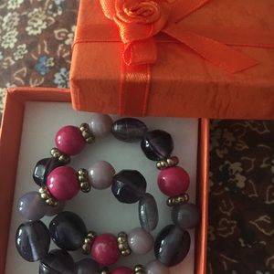 Pink and Purple stone bead d bracelet